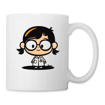 Niedliche Wissenschaftlerin – Laborkittel & Brille - Tasse - Weiß - Rechts