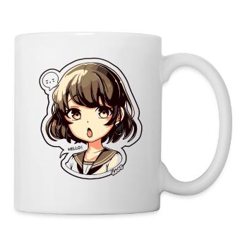 Jolie fille de dessin animé - Bonjour ! Ballon - Mug blanc - blanc - Droite