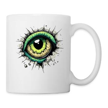 Monster eye peeking through the hole in the wall - Mug - white - Right