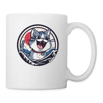 Glückliche Katze in der Welle - Tasse - Weiß - Rechts