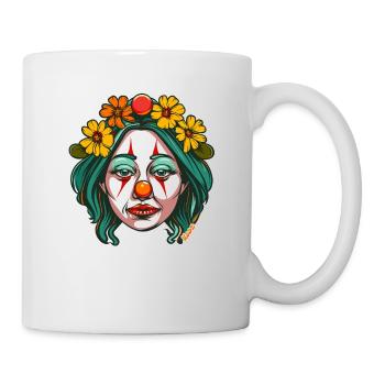 Clown triste avec couronne de fleurs - Mug blanc - blanc - Droite