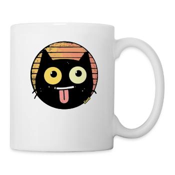 Chat rétro coquin - Mug blanc - blanc - Droite