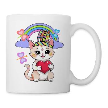 Chats Chat Enfants Enfant Coeur Coeurs - Mug blanc - blanc - Droite