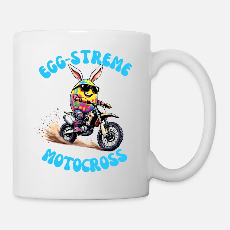 Egg-Streme Motocross - Ostern-Sprücheshirt - Tasse - Weiß