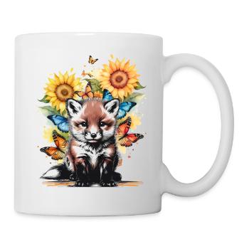 Fox Foxes Nature Flowers Child - Mug - white - Right
