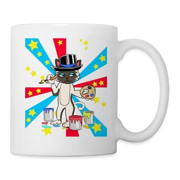 Künstler Katze Katzen Maler Kunst - Tasse - Weiß - Rechts