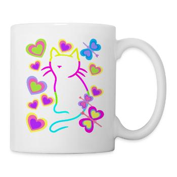 Retro Cat Cats Vintage 80s 90s Kids - Mug - white - Right