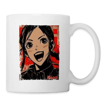 Lachendes Cartoon-Mädchen im Japan-Stil - Tasse - Weiß - Rechts