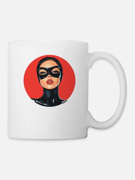 Frau mit Maske - Tasse - Weiß