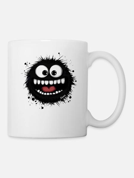 Lustiges Wolle Monster mit großen Zähnen - Tasse - Weiß