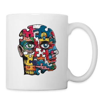 Art abstrait et visage de puzzle - Mug blanc - blanc - Droite