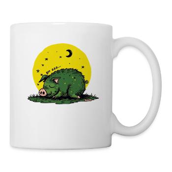 Sleeping pig under moon and stars - Mug - white - Right
