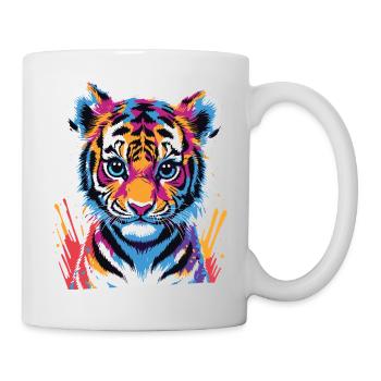 Colorful Tiger Cub – Pop Art Animal Motif - Mug - white - Right