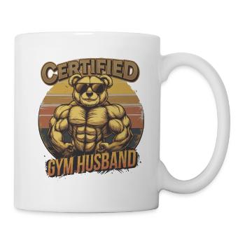 Zertifizierter Fitnessstudio-Ehemann Bär Workout - Tasse - Weiß - Rechts