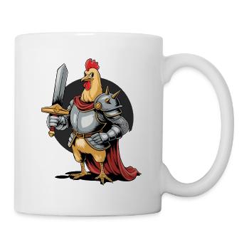 Tapferer Hahn-Ritter in mittelalterlicher Rüstung - Tasse - Weiß - Rechts