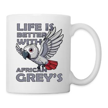 life is better with African Grey Parrot - Mug - white - Right