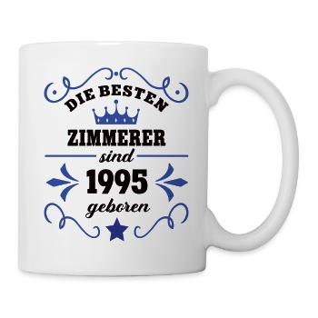 Zimmerer Jahrgang 1995 Geburtstag Kollege Zimmerei - Tasse - Weiß - Rechts