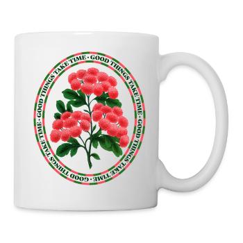 Good Things Take Time – Floral Vintage Aesthetic - Mug - white - Right