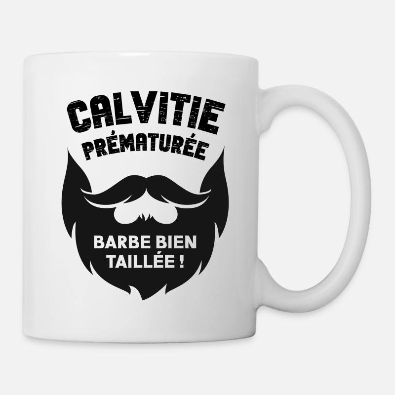 Calvitie prématurée, barbe bien taillée - Mug blanc - blanc