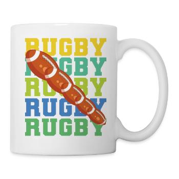 Rugby Ball – Retro Style Sports Design - Mug - white - Right