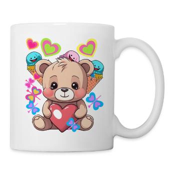 Mignon Teddy Glace Crème Coeur Coeurs Enfant Enfants Bébé - Mug blanc - blanc - Droite