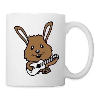 Lapin jouant de la guitare Musique Instrument de loisir amusant - Mug blanc - blanc - Droite