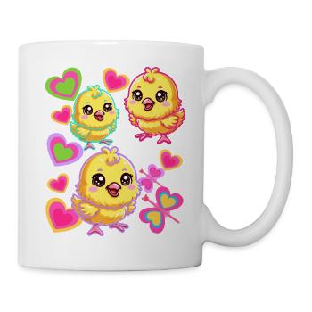 poussin rétro vintage des années 80 des années 90 poulet enfants bébé - Mug blanc - blanc - Droite