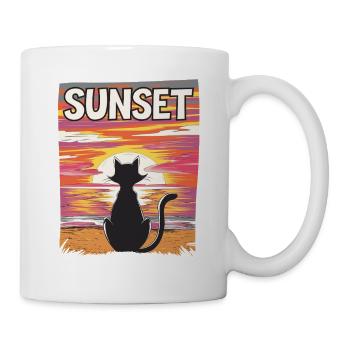 Friedlicher Sonnenuntergang Katze für eine - Tasse - Weiß - Rechts