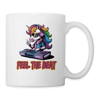 Feel The Beat DJ Einhorn Musikliebhaber - Tasse - Weiß - Rechts