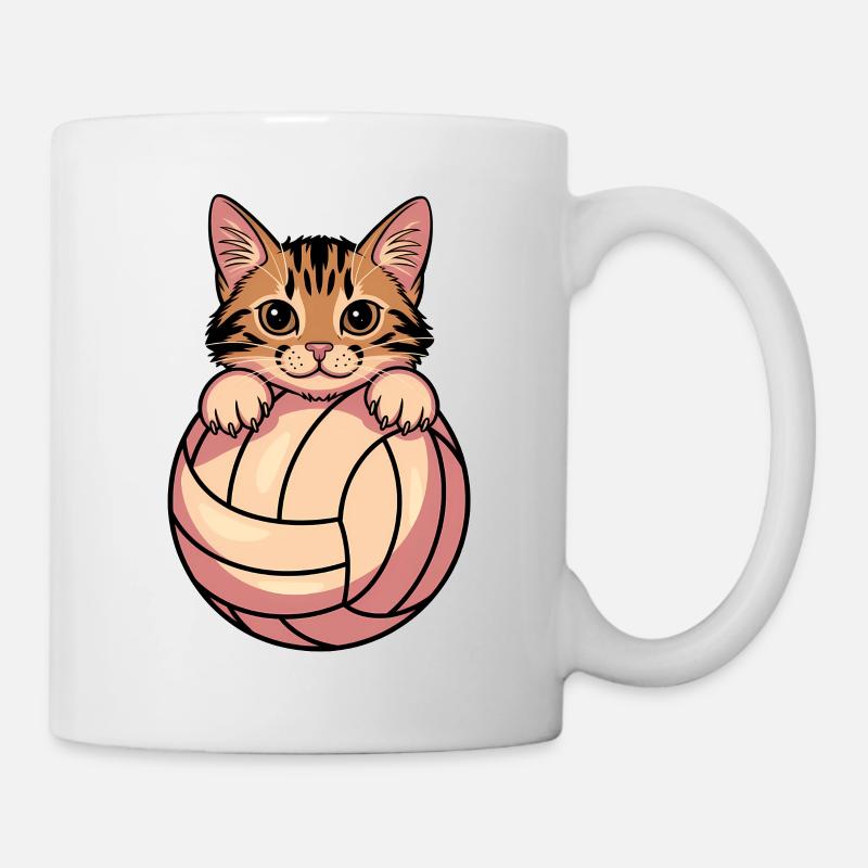 Chat de volley-ball drôle de cadeau de volley-ball - Mug blanc - blanc