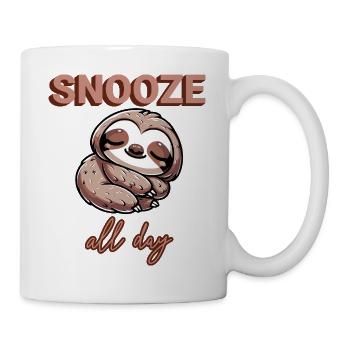 Snooze all day - Süßes Faultier - Tasse - Weiß - Rechts