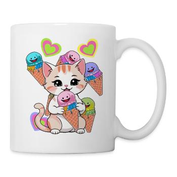Chat Chats Glace Crème Enfants Enfant Bébé Bambins - Mug blanc - blanc - Droite