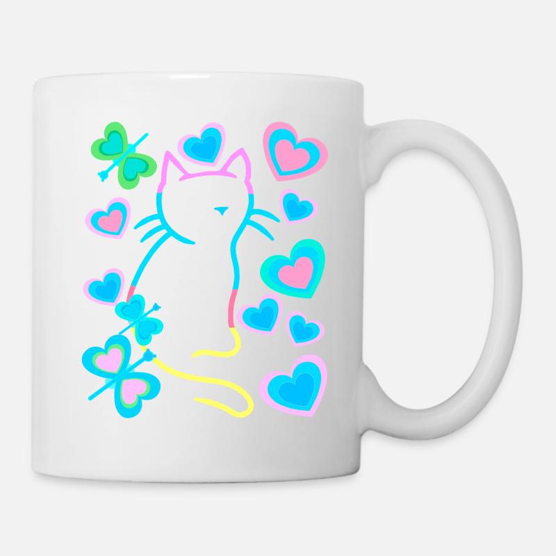 Retro Katze Katzen - Tasse - Weiß