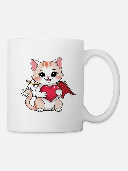 Chat Chats Ange Diable Occulte Spirituel - Mug blanc - blanc