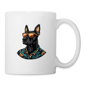 Dobermann Hund Lustig Sommer - Tasse - Weiß - Rechts