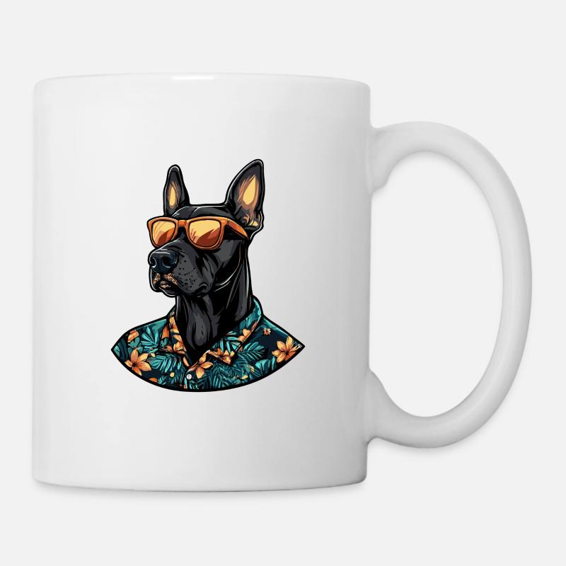Dobermann Hund Lustig Sommer - Tasse - Weiß
