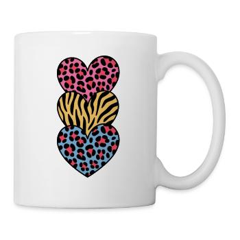 Colorful Animal Pattern Heart Design for Animal Lovers - Mug - white - Right