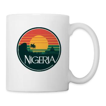 Nigeria sunset panorama with palm trees and - Mug - white - Right