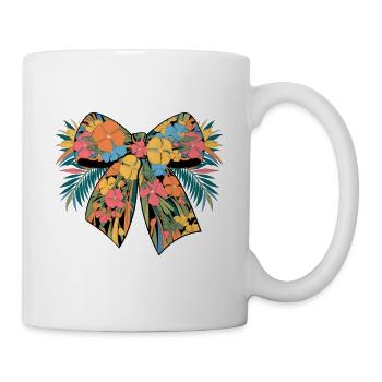 Bunte Blumen Schleife mit Tropischen Elementen - Tasse - Weiß - Rechts