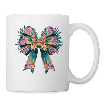 Tropical Floral Bow Exotic Elegance With - Mug - white - Right