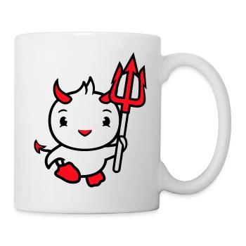 oiseau diable cornes satan trident enfer mal cool - Mug blanc - blanc - Droite