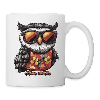 Eule Lustig Sommer - Tasse - Weiß - Rechts