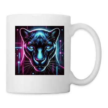 Cyberpunk Panther – Neon Stil - Tasse - Weiß - Rechts