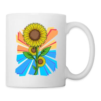 Sun Unflower Flowers Flower Garden Retro - Mug - white - Right