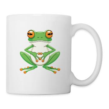 Meditierender Frosch Mit Großen Augen - Tasse - Weiß - Rechts