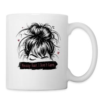 Messy Hair I Don't Care Mom Saying Mother's Day - Mug - white - Right