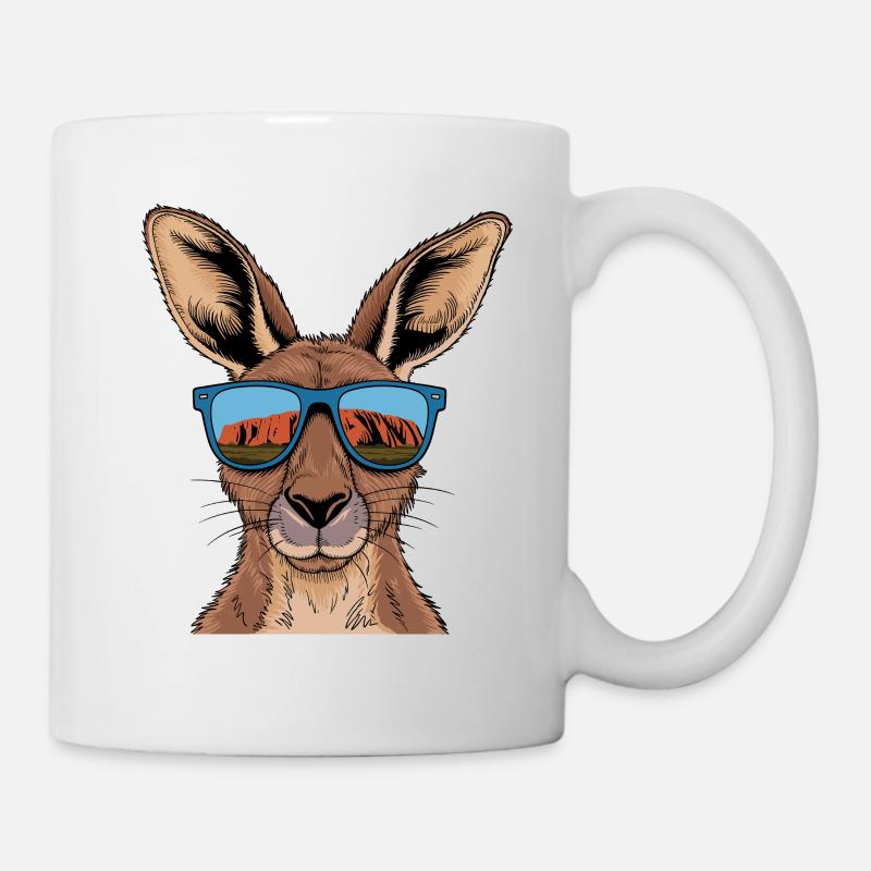 Cooler Känguru Mit Sonnenbrille Vor Australischer - Tasse - Weiß