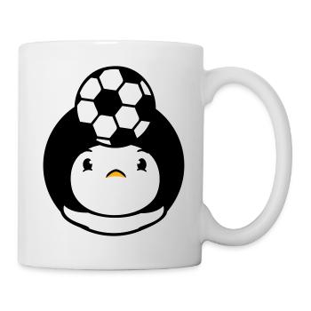 Ente spielt Fußball Kopfball Ball Kopf balancieren - Tasse - Weiß - Rechts