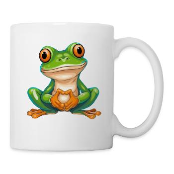 Cheerful frog with big eyes in cartoon style - Mug - white - Right