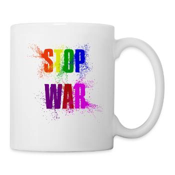 STOP WAR – NO WAR - PEACE in rainbow colours - Mug - white - Right